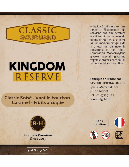 Eliquide tabac gourmand Kingdom Réserve big-hit
