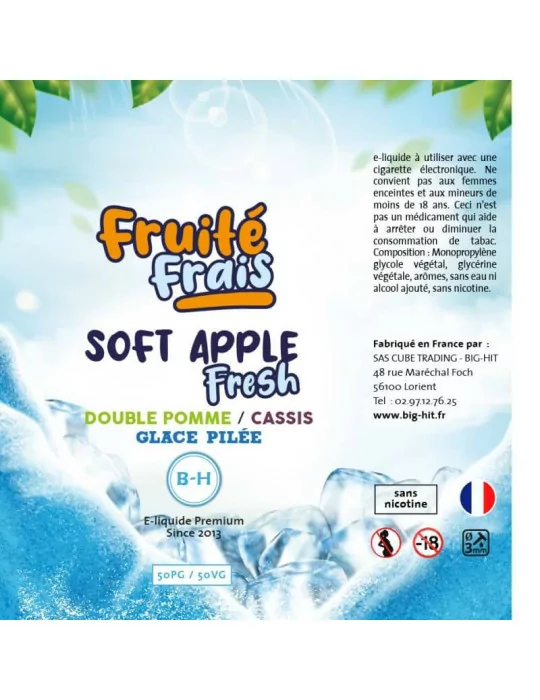 Grand flacon de e-liquide fruité avec pomme et cassis BIGHIT