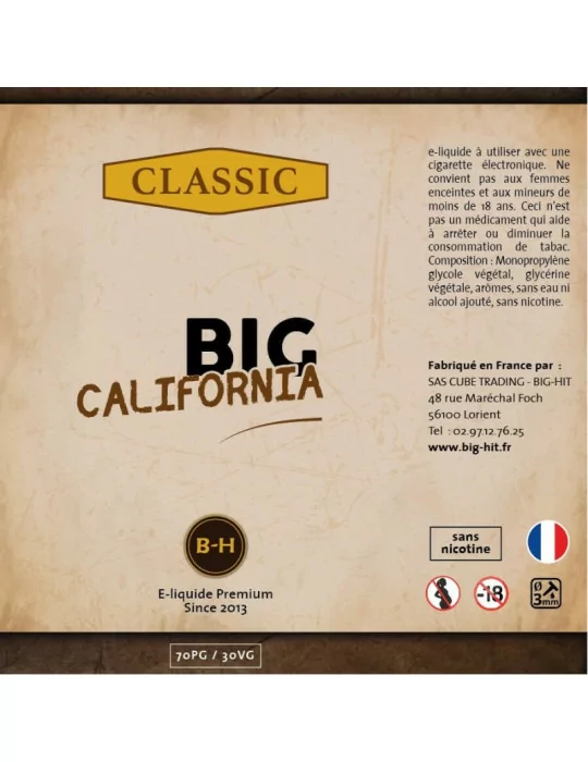 E-liquide tabac CALIFORNIA grand flacon big-hit