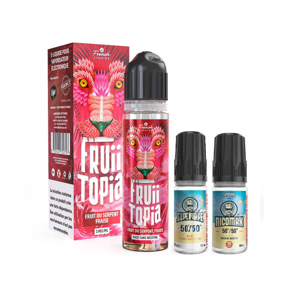 E-liquide FRUIITOPIA fruit du serpent avec fraise en 60ml avec 2 boosters de nicotine pour 6mg