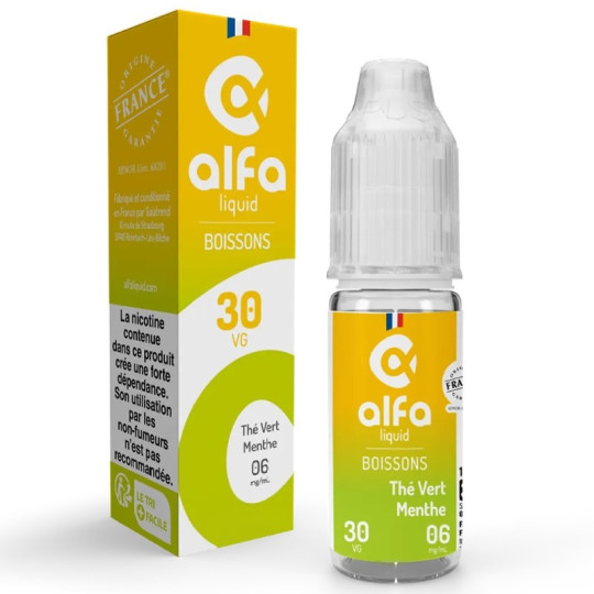 E-liquide thé vert menthe ALFALIQUID 10 ml 6 mg