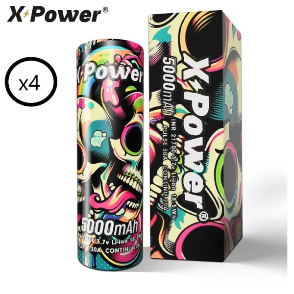 4 accus - 21700 - 5000mAh - X Power