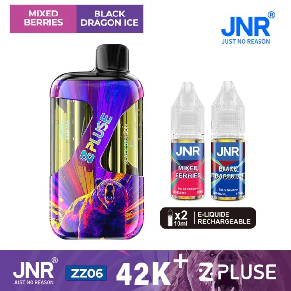 Puff JNR 42K Zpluse Mixed Berry et Black Dragon Ice - 2 Flacons 20mg