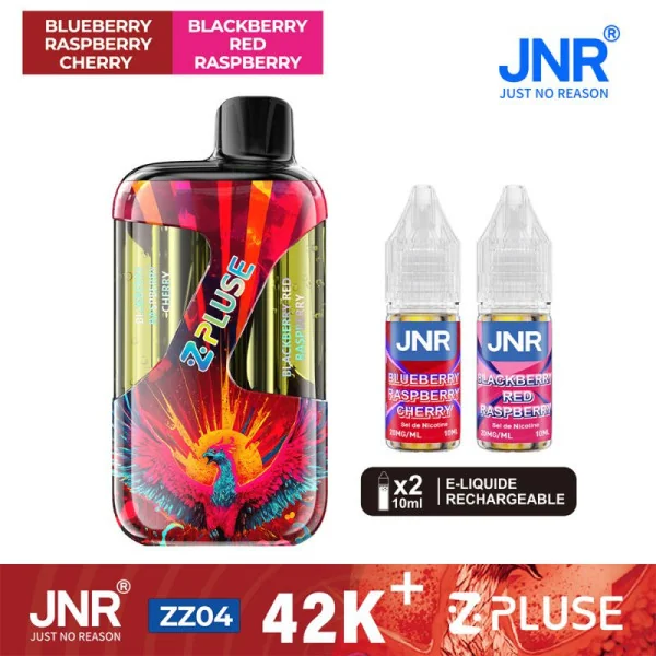 JNR 42K ZPLUSE + 2 flacons 20mg Blueberry Raspberry Cherry et Blackberry Red Raspberry